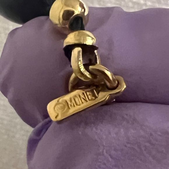 VTG Monet Black Varied Sized Beads Gold Tone Spacers Single Strand 28" Necklace - Picture 5 of 6